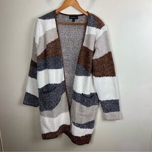 Fortune Ivy‎ Cardigan Neutral Cozy Longline Open Sweater Knit Large NWOT Soft
